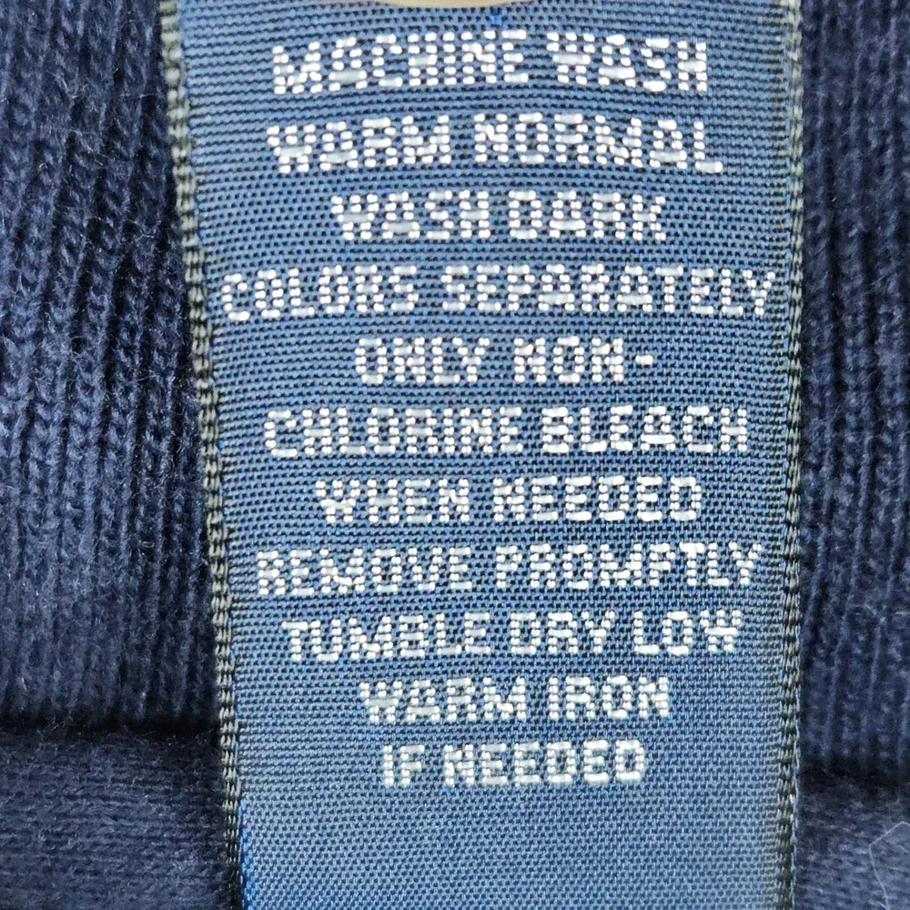 Lands End Unisex Navy Blue Quarter Zip Sweatshirt Size L 100% Cotton Mock Neck